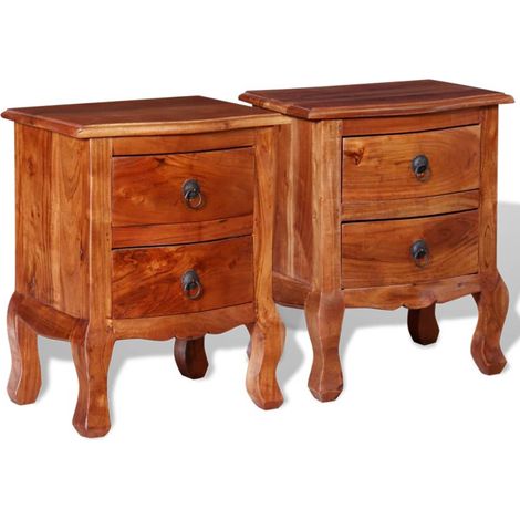 Comodino comodini comò armadio mobile camera da letto con cassetti 2 pz legno massello di acacia 1402018 (1/5)