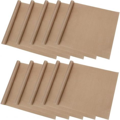 Lot de 10 plaques de cuisson en téflon, doublure de four antiadhésive réutilisable 50 x 40 cm pour cuisson au barbecue, transfert de chaleur, résistance à la chaleur jusqu'à 270 °C. (1/4)