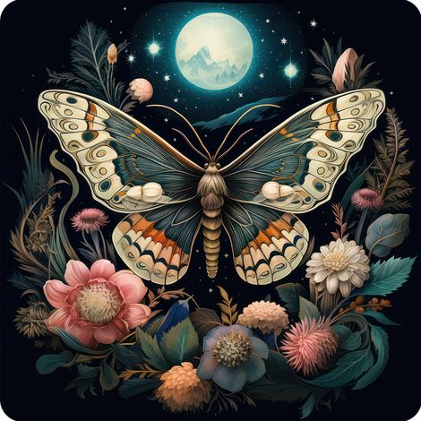 Mantel individual - mariposa nocturna - 33 cm x 33 cm (1/2)