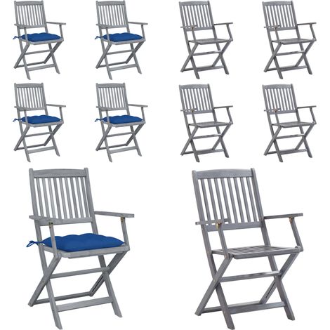Chaises pliables d'extérieur lot de 4 et coussins Bois d'acacia - Chaise De Jardin - Mobilier De Jardin - Chaise Pliante - Acacia - Terrasse - Home & Living (1/5)