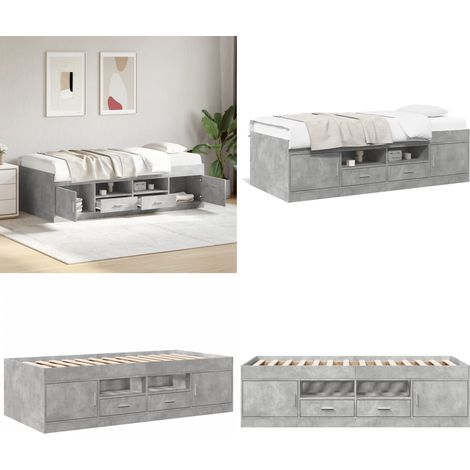 Lit de jour avec tiroirs sans matelas gris béton 100x200 cm - Canapé-lit - Tiroirs de lit (1/5)