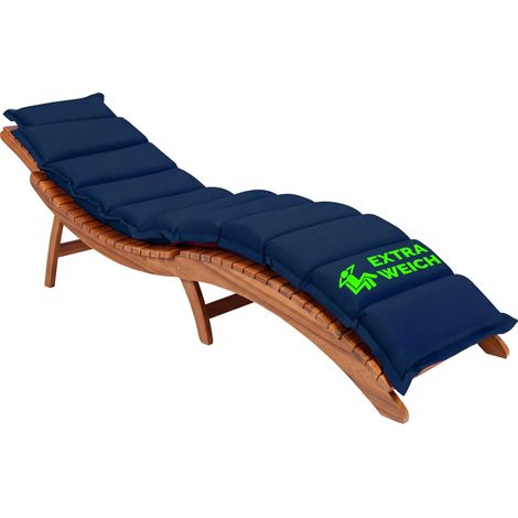 Coussin pour chaise longue rembourré 7 cm d'épaisseur oreiller inclus avec sangles Coussin pour bain de soleil Bleu