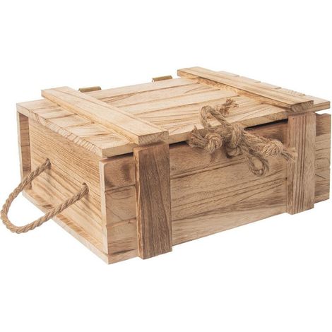 Caja de almacenamiento de madera con tapa 36x26x16 cm