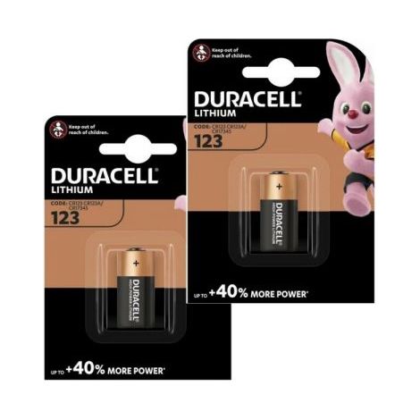 Duracell 2 pila batteria CR123A 3V litio DL123A antifurto