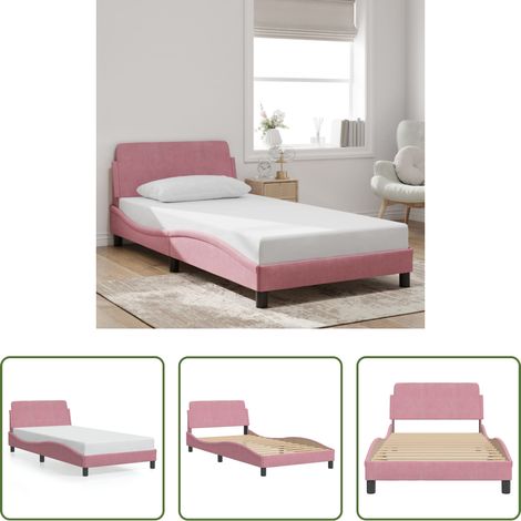 Kopfteil - Bettgestell mit Kopfteil "Dover" Rosa 100x200 cm Samt (1/5)