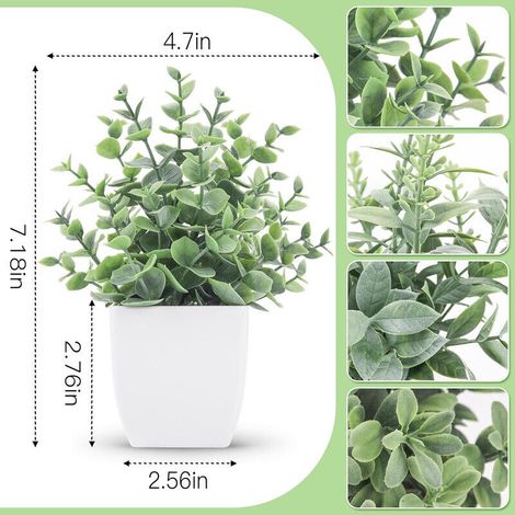 4 plantes artificielles miniatures – Idéal pour décoration intérieure, maison, bureau, chambre et salle de bain (1/4)