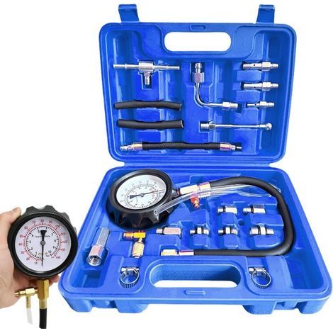 Fuel pressure gauge 0-140 psi, TU-114 fuel pressure tester kit, fuel injection pump pressure tester kit, gasoline diagnostic tool for cars, trucks, and motorcycles (1/5)