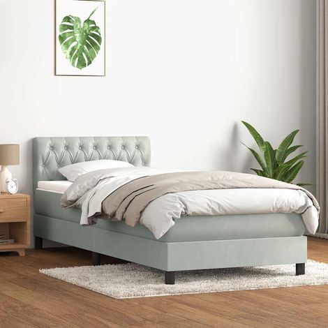 Boxspringbett mit Matratze Hellgrau 80x220 cm Samt