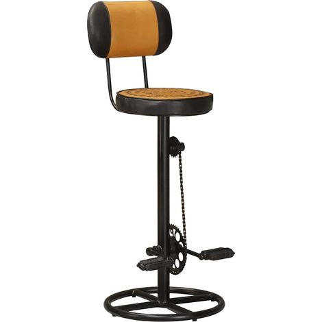 Maison Exclusive - Tabouret de bar imprimé en toile lot de 2 cuir chèvre véritable (1/5)