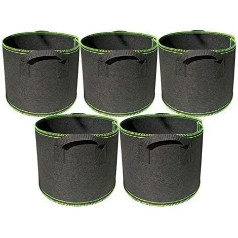 5- Pack 5 Gallons Plant Growing Bags, Nonwoven Fabric Breathable Grow Bags Heavy Duty Thickened Root Aeration Garden Pots Container with Straps Handles, for Flowers Fruit Vegetables (1/5)