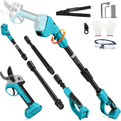Sécateur électrique sans fil télescopique pour 18 V avec Perche (sans batterie) Moteur sans balais Ciseaux à Batterie Perche Élagueuse pour élaguer les arbres, les arbres fruitiers (1/5)
