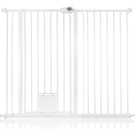 Bettacare Pet Gate with Lockable Cat Flap, 126.7cm - 134.3cm, White, 104cm in Height