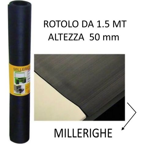 Lastre Gomma Nera Millerighe Rotolo 1,5Mt H.Cm.50 Sp.Mm.1,2 Cf.6Pz