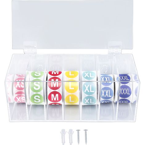 Distributeur d'étiquettes transparent en acrylique, boîte porte-étiquettes murale à 7 emplacements avec rouleau d'étiquettes pour une organisation optimale (1/5)