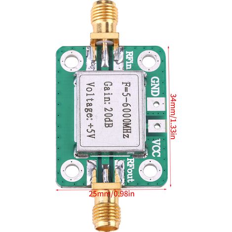 Ultrabreitbandiger HF-Mittelleistungsverstärker 5-6000 MHz, 20 dB Verstärkung, mit Abschirmung. (1/5)