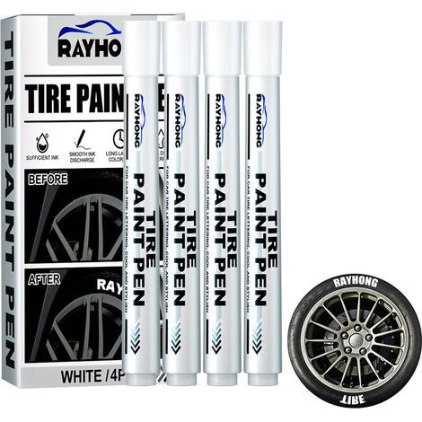 Weißer Reifenmarker – Wasserfeste Tinte auf Ölbasis – Lichtbeständig – 4er-Pack (1/5)