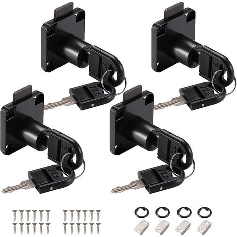 4er-Set Büroschubladenschlösser, 22-mm-Nockenschloss (schwarz), Nockenschloss mit verschiedenen Schlüsseln, Möbelschloss für Möbel, Schubladen, Türen, Briefkästen, Schränke, Kommoden (1/4)