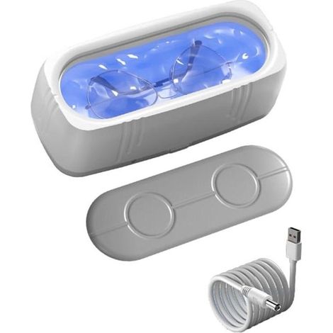 Nettoyeur à ultrasons - Nettoyeur de bijoux - Nettoyage de bijoux - Nettoyage à 360° - Alimentation USB - Blanc (1/5)