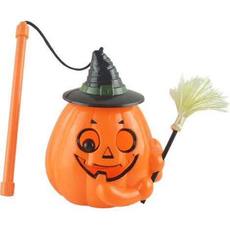 Portable Led Sound Jack-O-Lantern Avec Balai Halloween Citrouille Lumière Led Citrouille Lampe Alimenté Par Batterie Pour Halloween Party Bar Extérieur Jardin Décor, Orange (1/5)