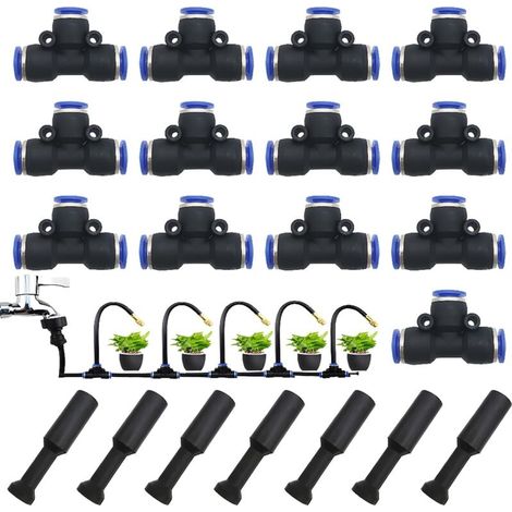 20 pièces connecteurs enfichables Kit, Accessoires Pneumatiques comprenant Tête de connecteur en T, des bouchons d'étranglement à raccord enfichable, adaptés aux outils pneumatiques (8 mm) (1/5)