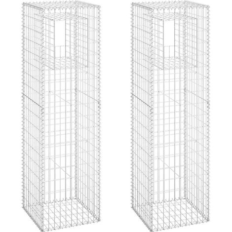 vidaXL Gabion Basket Posts 2 pcs 50x50x180 cm Iron