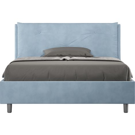 Letto Matrimoniale Francese 140x200 cm Senza Rete Imbottito in Microfibra Appia Large Azzurro (1/5)