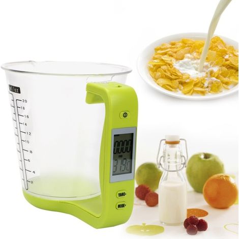 Balance de cuisine électronique avec écran LCD, tasse à mesurer, verre doseur et thermomètre-AquaForge (1/5)