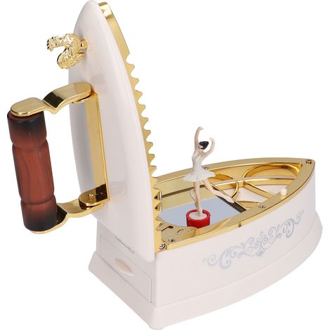 Boîte à musique créative en forme de tête de fer à repasser, modèle fille dansante, décoration pour cadeau d'anniversaire de fille, blanche (1/5)