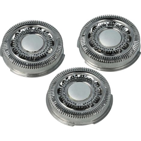 vhbw 3x Ersatz-Scherköpfe kompatibel mit Philips S8950/90, S8980, S7780, S7xxx, S8950/91 Elektrorasierer, Silber