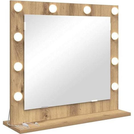 Miroir de coiffeuse rectangulaire, en chêne massif, 60 x 55 x 18 cm (1/5)