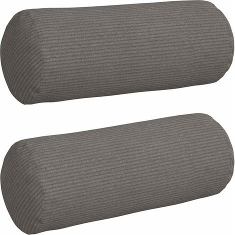 Bolster Pillows 2 pcs Light Grey Ø 15 x 40 cm Corduroy Fabric vidaXL