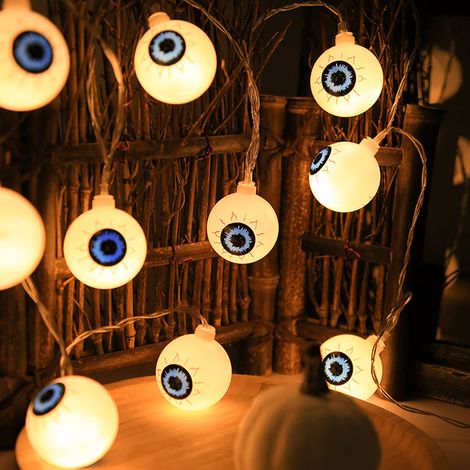 Guirlande LED yeux globuleux verts Halloween – batterie, décoration intérieure extérieure (1/5)