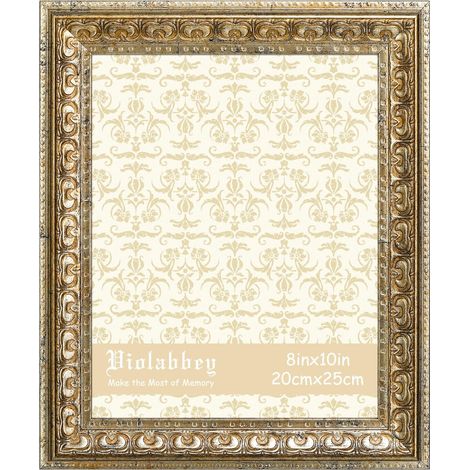 Cadres photos vintage 20x25 cm argent – Cadre photo pour décoration murale ou de table, design classique pour bureau et maison, convient pour photos 8x10 pouces. (1/5)