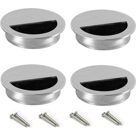 Tiradores redondos empotrados para puertas correderas, tiradores enrasados, acabado cepillado, tiradores ocultos para armarios, cajones, puertas correderas, alacenas, diseño de concha, 50 mm, 4 piezas (1/5)