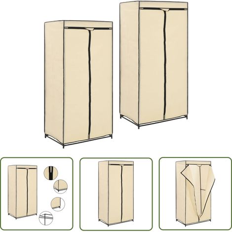 The Living Store 2 pcs Garde-robes Crème 75x50x160 cm - Armoire - Meuble De Rangement - Placard - Penderie - Dressing (1/5)