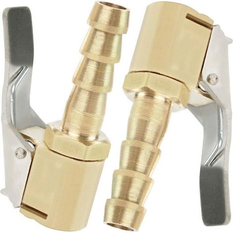 2 Pices Embout de Gonflage,Embout Gonflage Pneu Voiture,Embout Gonfleur avec Clip,Gonflage Valve Clip Pince Connecteur Adaptateur,pour Valves de Pneu,en Laiton,8mm (1/4)