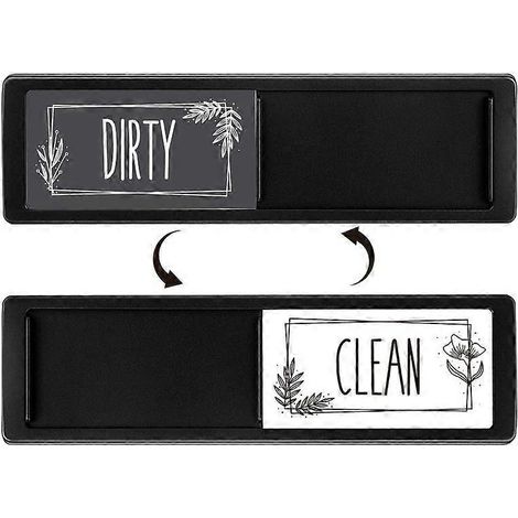 Aimant élégant pour lave-vaisselle « Propre/Sale » - Idéal pour organiser votre lave-vaisselle - Accessoire de cuisine pratique - Décoration élégante pour bureau, maison ou style champêtre (Noir) (1/5)