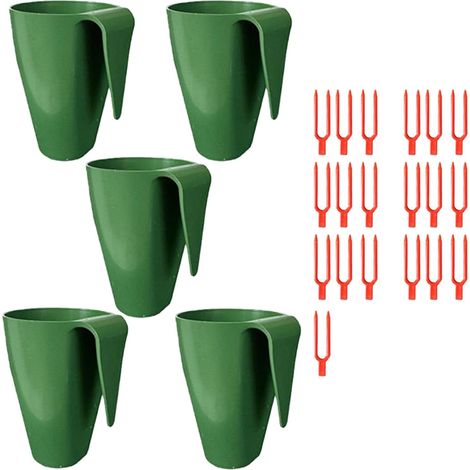 Lot de 5 pots de multiplication pour fraisiers avec fourches de fixation pour stolons – Pots de pépinière respirants (prévention du pourrissement des racines) et gobelets de semis de qualité alimentai (1/5)