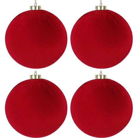 Set di 4 Palle grandi per albero di Natale  20 cm Velluto rosso Decorazione   Effetto Velluto  addobbo gigante rosse per un Albero Elegante  Addobbi Natalizi per Casa, Ufficio e Locali commerciali (1/5)