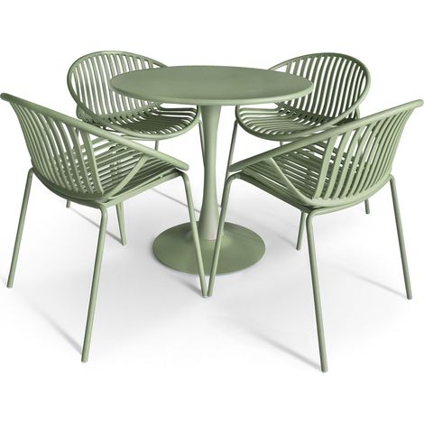 Ensemble table et 4 fauteuils en polypropylène et métal, CALYPSO (1/4)
