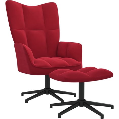 Chaise de relaxation avec repose-pied Rouge bordeaux Velours 6 (1/5)