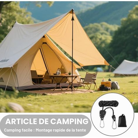 Haubans Réfléchissants de 4m 4mm Cordes à Cliquet avec Crochets,Tendeur Réglable,Corde De Camping pour Tente,pour Extérieur,Camping,Voile d'ombrage,Corde à Linge (1/3)