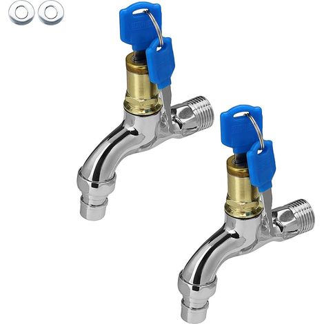 Robinet Extérieur Antivol avec Serrure - Robinet Jardin Verrouillable 2 Pièces - Robinet Exterieur Sécurisé pour Jardin, Terrasse et Usage Extérieur (1/5)