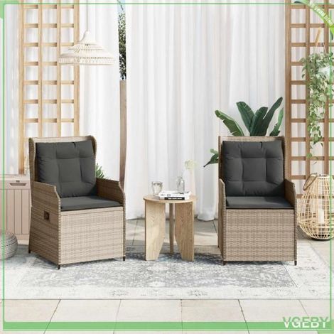 Banc de jardin inclinable - FAFEICY - 3394490 - Gris clair - Polyrotin & acier traité - Dossier réglable (1/5)