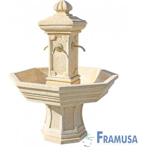 FUENTE DE PIEDRA ARTIFICIAL CENTRAL ADONIS OCRE CON BOMBA PARA JARDIN (1/2)
