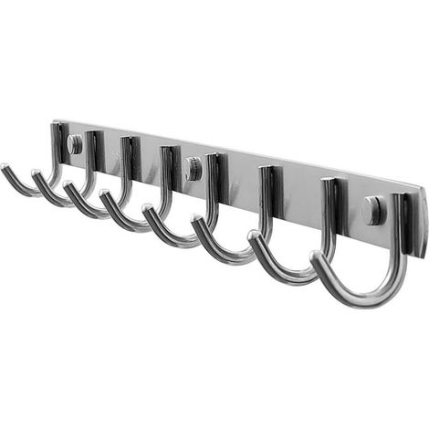 Kleiderstange mit 6/8 Edelstahlhaken. Bademantelhaken. Wandgarderobe. Multifunktionale Haken für Bad, Küche, Flur und Schlafzimmer, für den Innen- und Außenbereich. (1/5)