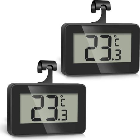 Thermomètre Frigo, 2 Pièce Thermometre Numérique Mini Digital LCD Thermomètre avec Crochet, Thermometre Congelateur Température Capteur Testeur pour Réfrigérateur Cuisine Congélateurs (1/5)