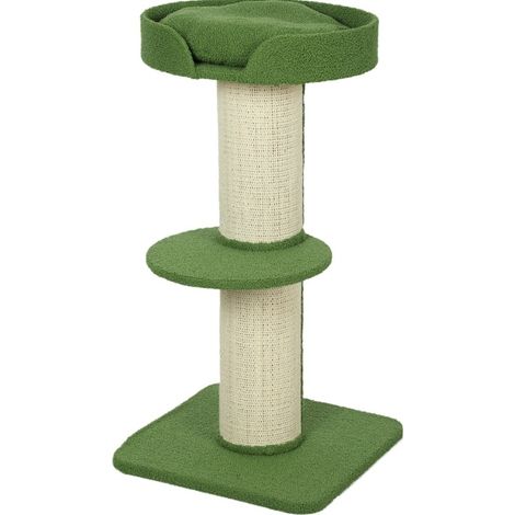 Árbol rascador para gatos de 91 cm con caseta y plataforma, verde (1/5)