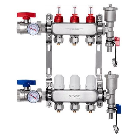Collecteur de Chauffage Radiant 3 Branches Kit Collecteur Tubes (1/5)