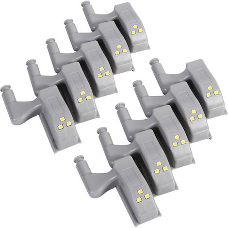 10 luci a LED a cerniera per armadio, guardaroba, credenza e cucina (bianco freddo)